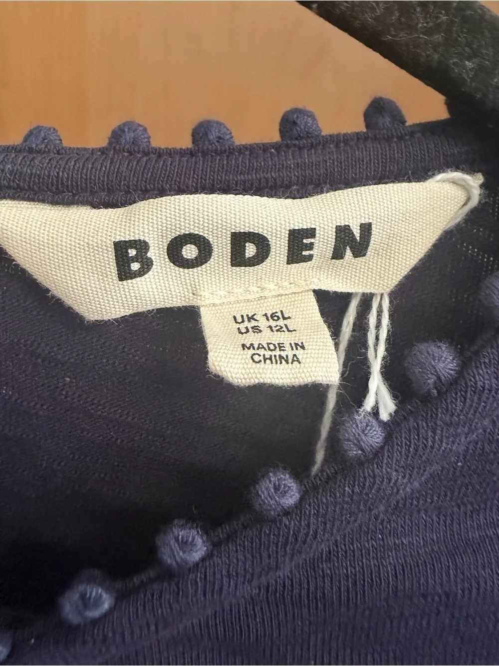 Boden Women’s Navy 100% Cotton Ruffle Sleeve Pom Pom Trim Dress. Size: 12L - Picture 3 of 5